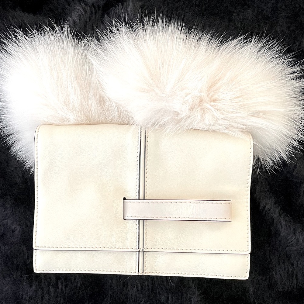 NWT VALENTINO Ivory / Off-White Calfskin Clutch